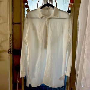 Missguided long sleeve light weight crinkle textured button down shirt.